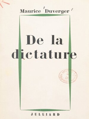 cover image of De la dictature